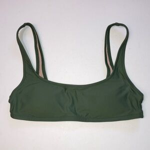Olive Green J. Crew sport bikini top size M wide straps & removable pads